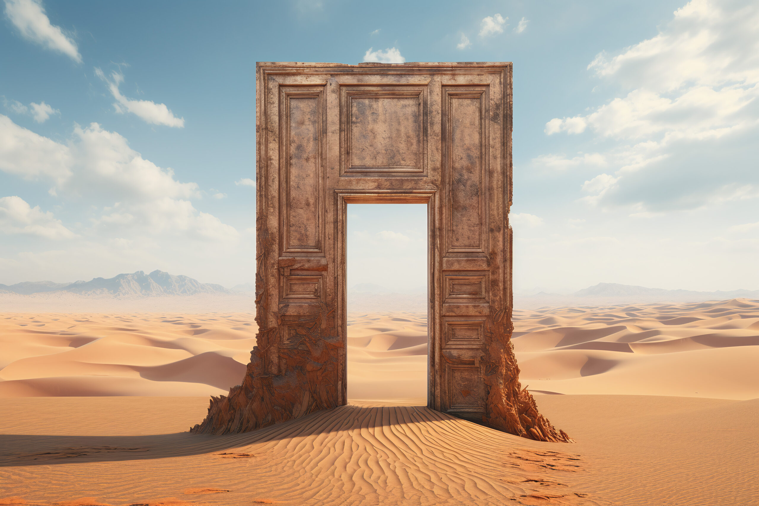 fantasy style gateway portal with desert landscape scaled